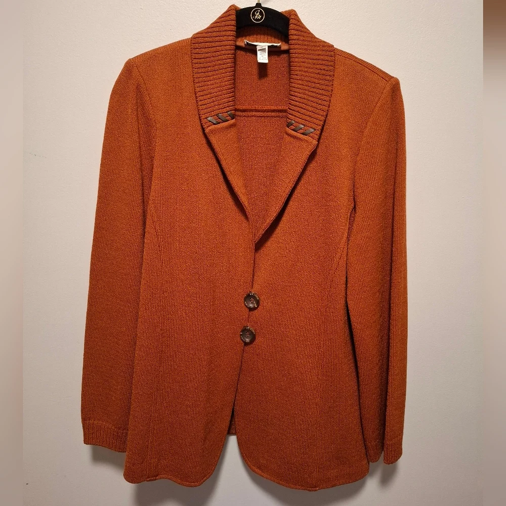 St. John Sport Burnt Orange Wool Blend Jacket Blazer Size Medium - Picture 1 of 10